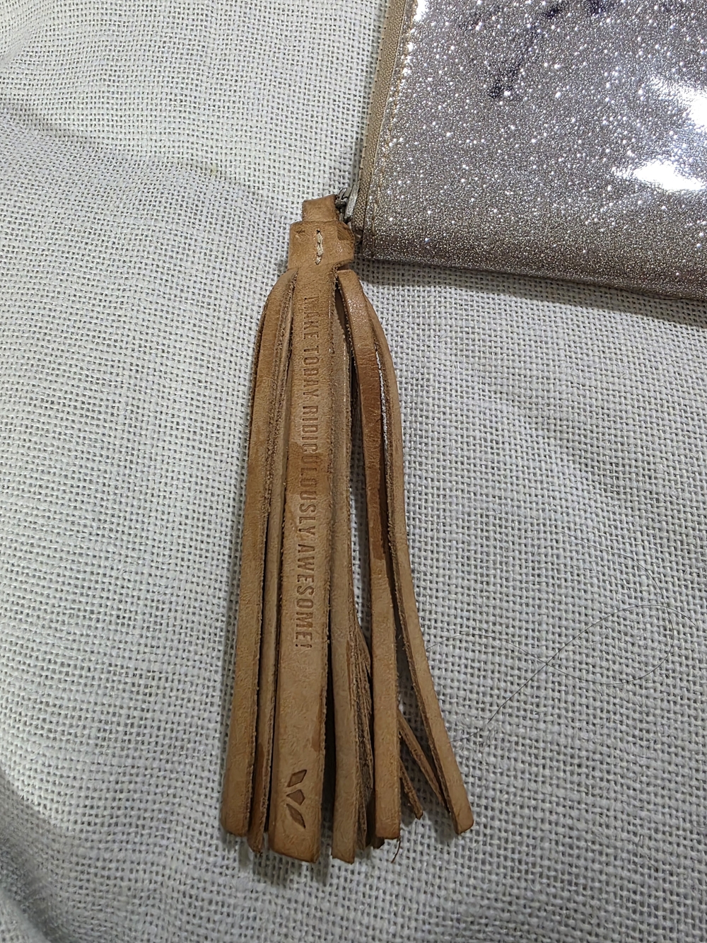 Consuela Glitter Clutch Zip Pouch Sparkle Tassel Bag - Picture 8 of 12